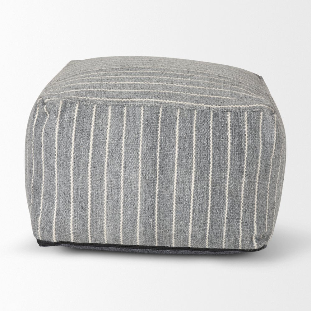 Kensie Large Blue Striped Pouf