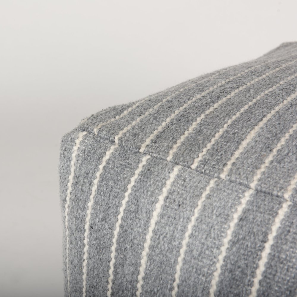 Kensie Large Blue Striped Pouf