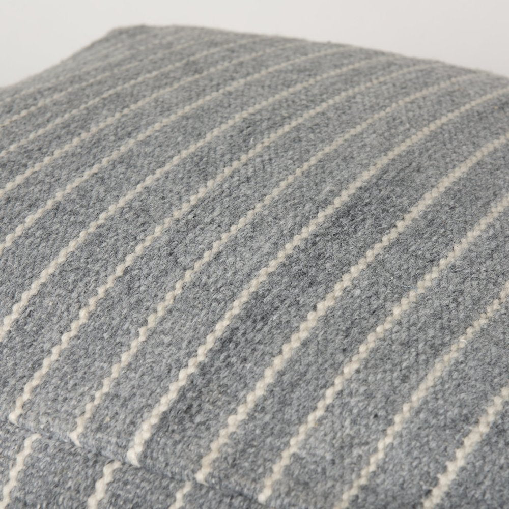 Kensie Large Blue Striped Pouf