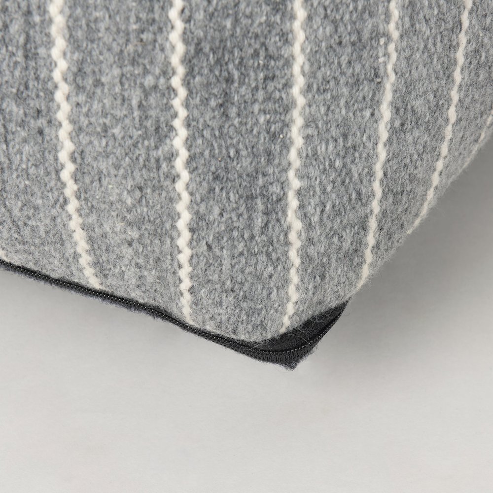 Kensie Large Blue Striped Pouf