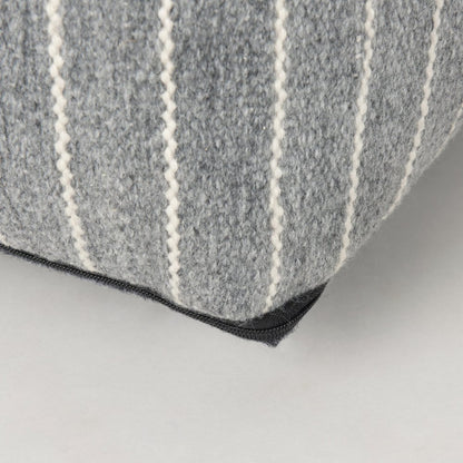 Kensie Large Blue Striped Pouf