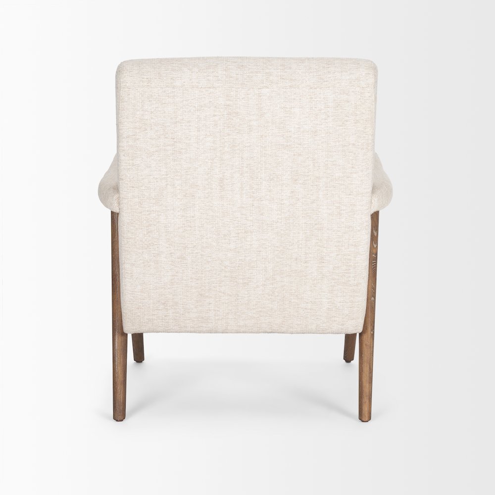 Oatmeal Upholstered Brown Wood Accent Chair