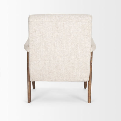 Oatmeal Upholstered Brown Wood Accent Chair