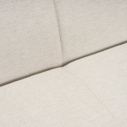 Hale Sofa Medium Brown Wood and Oatmeal Fabric