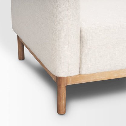 Hale Sofa Medium Brown Wood and Oatmeal Fabric