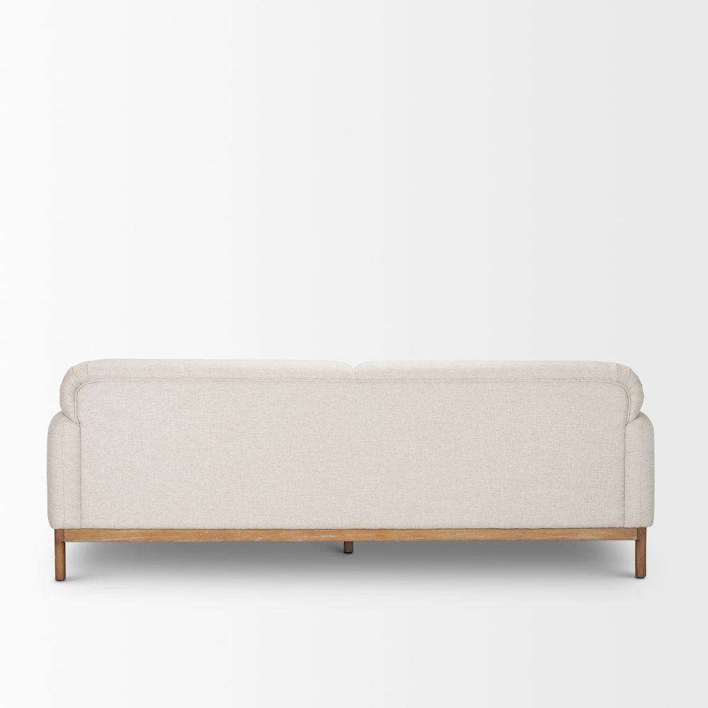 Hale Sofa Medium Brown Wood and Oatmeal Fabric