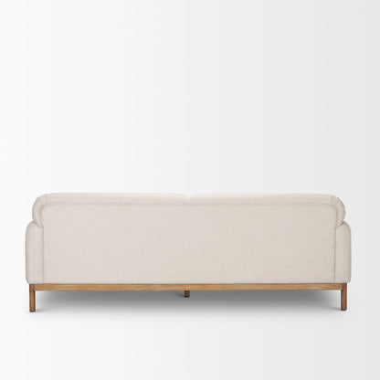 Hale Sofa Medium Brown Wood and Oatmeal Fabric