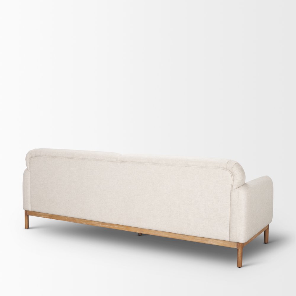 Hale Sofa Medium Brown Wood and Oatmeal Fabric