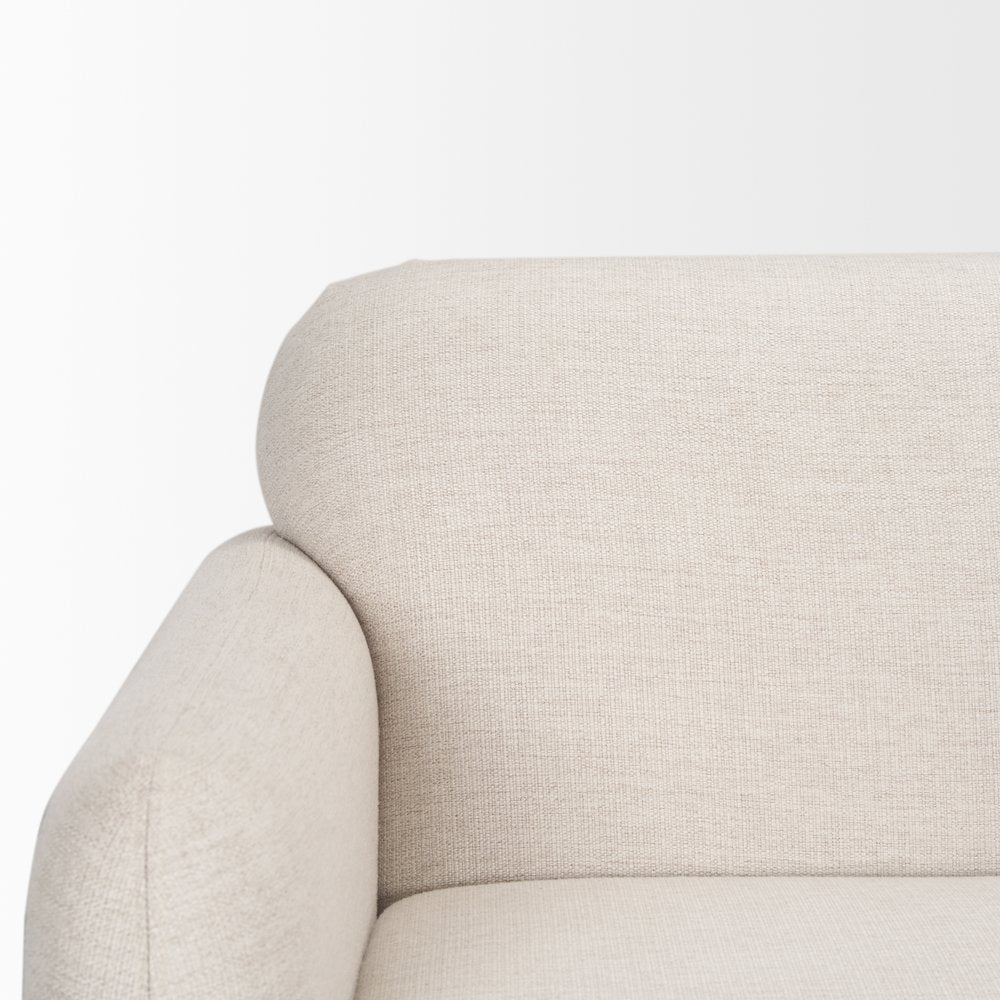 Hale Sofa Medium Brown Wood and Oatmeal Fabric