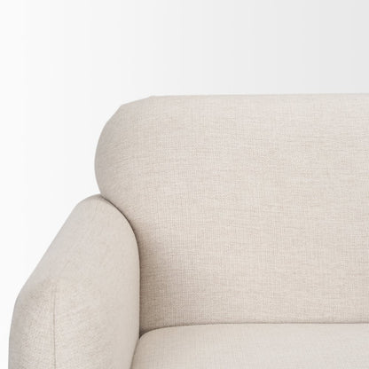 Hale Sofa Medium Brown Wood and Oatmeal Fabric