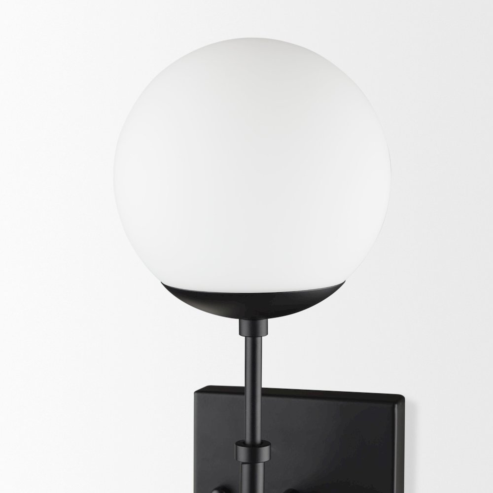 Edie Matte Black Metal Frosted Glass Globes 2-Light Wall Sconce