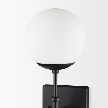 Edie Matte Black Metal Frosted Glass Globes 2-Light Wall Sconce