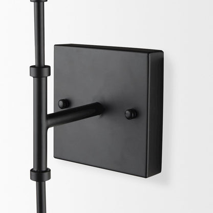 Edie Matte Black Metal Frosted Glass Globes 2-Light Wall Sconce