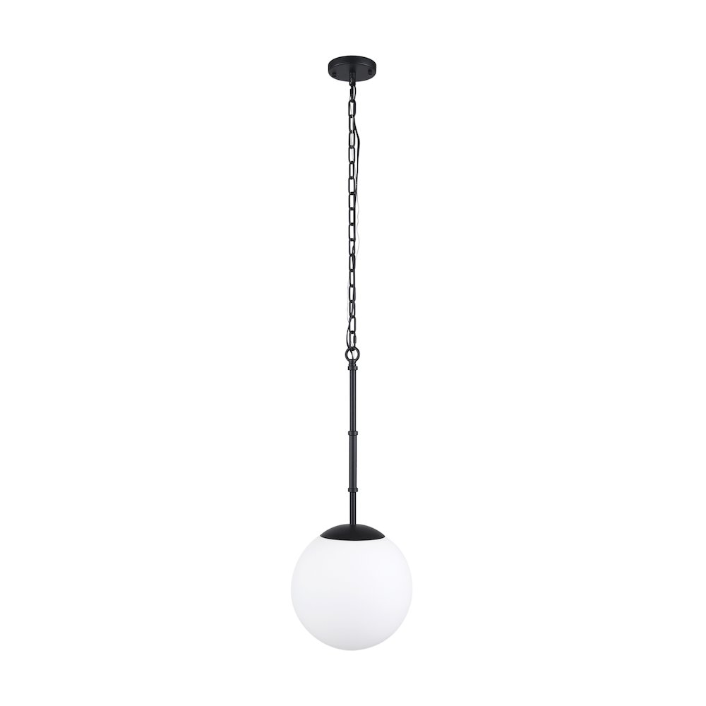 Edie Matte Black Metal Frosted Glass Globe 1-Light Pendant