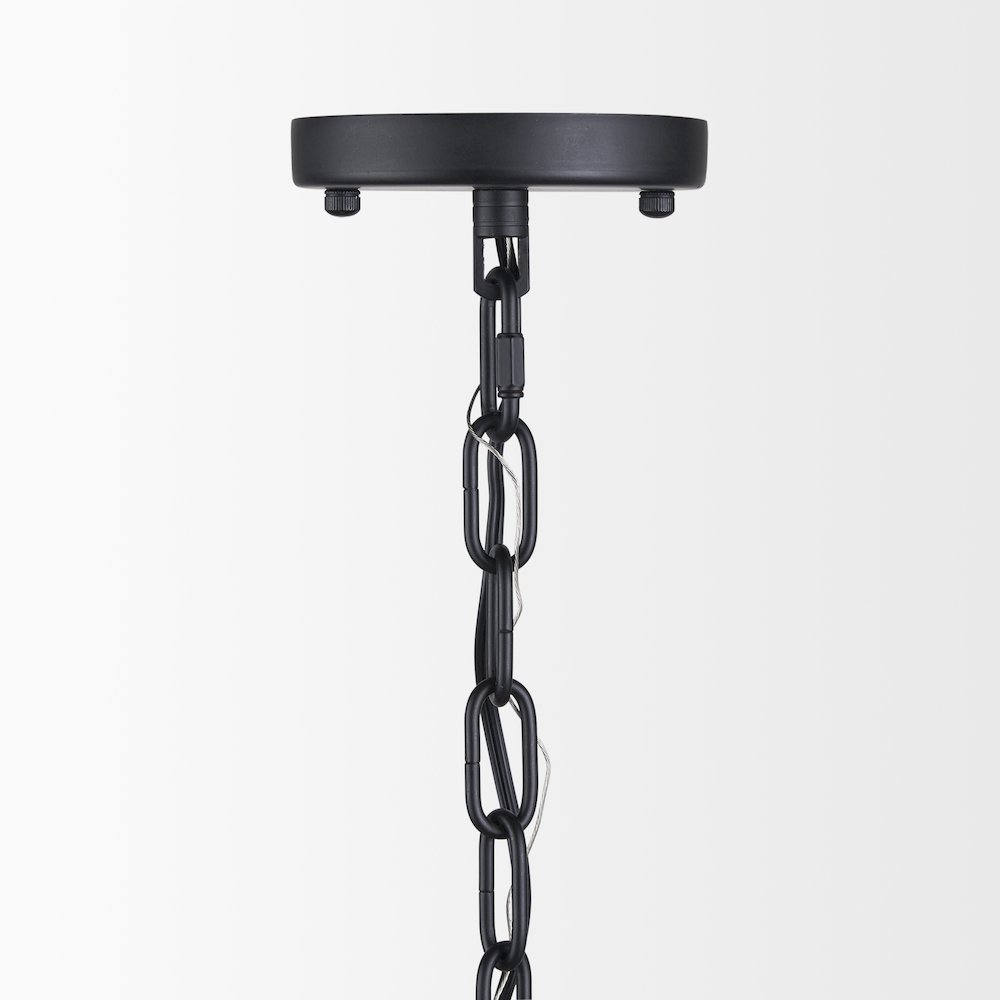 Edie Matte Black Metal Frosted Glass Globe 1-Light Pendant