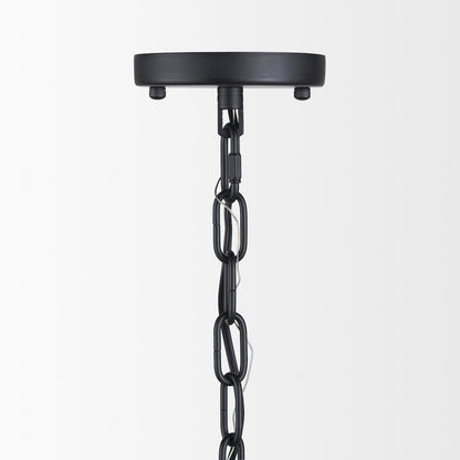 Edie Matte Black Metal Frosted Glass Globe 1-Light Pendant