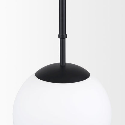 Edie Matte Black Metal Frosted Glass Globe 1-Light Pendant