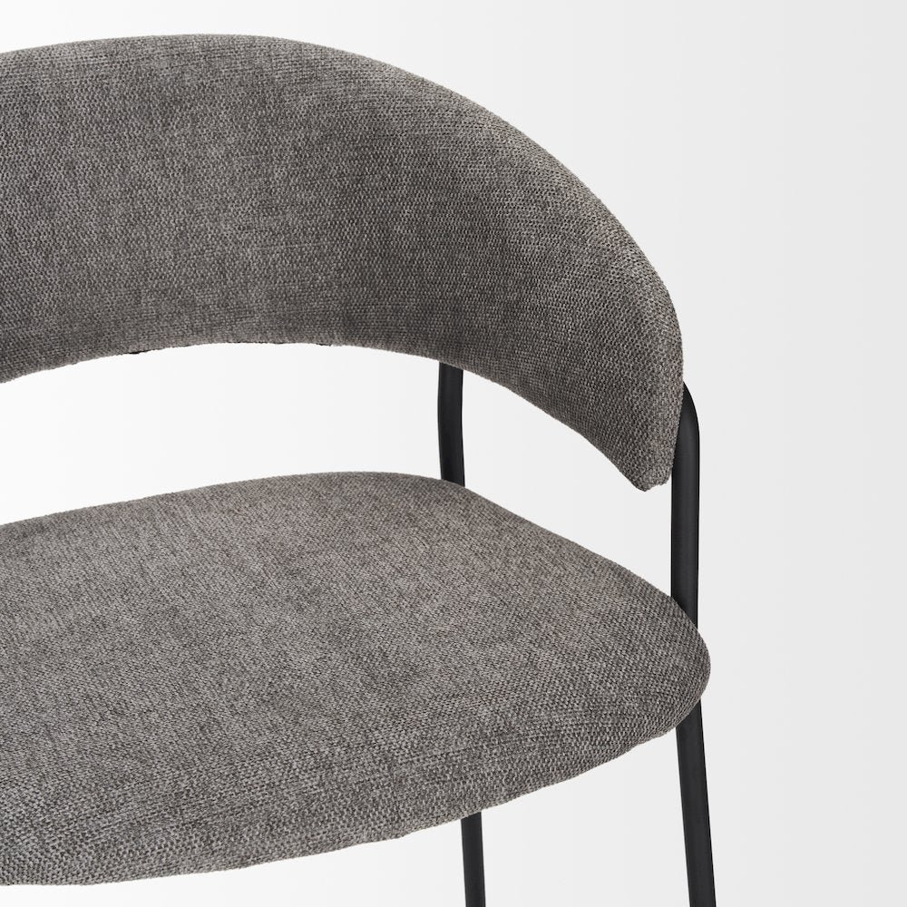 Counter Stool Gray Fabric & Matte Black Metal