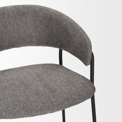 Counter Stool Gray Fabric & Matte Black Metal