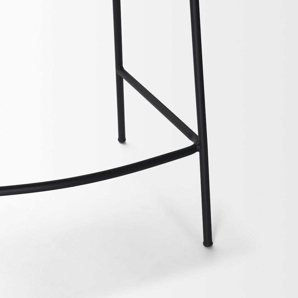 Counter Stool Gray Fabric & Matte Black Metal