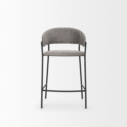Counter Stool Gray Fabric & Matte Black Metal
