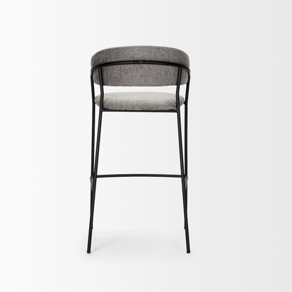 Bar Stool Gray Fabric & Matte Black Metal