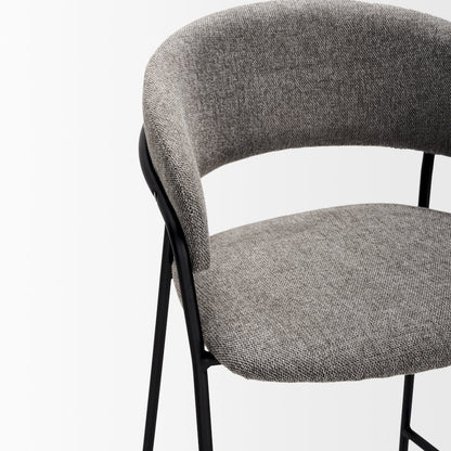 Bar Stool Gray Fabric & Matte Black Metal
