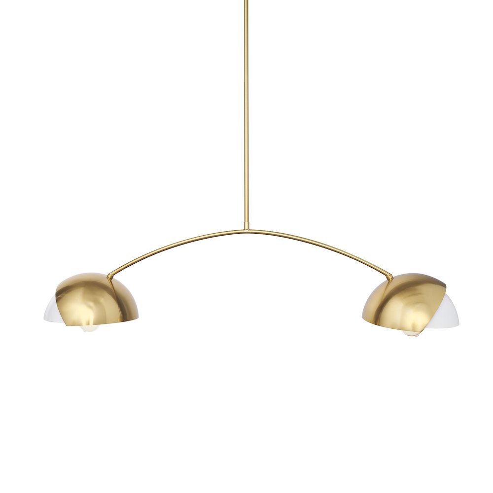 Brushed Brass White Metal Shades 2-Light Chandelier