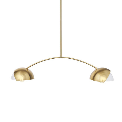 Brushed Brass White Metal Shades 2-Light Chandelier