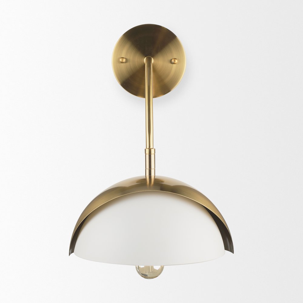 Cybill Brushed Brass White Metal Shade 1-Light Wall Sconce