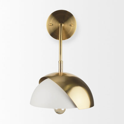 Cybill Brushed Brass White Metal Shade 1-Light Wall Sconce