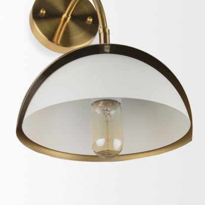 Cybill Brushed Brass White Metal Shade 1-Light Wall Sconce