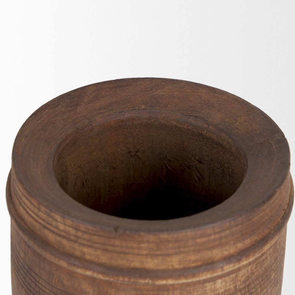 Porta Small Medium Brown Reclaimed Wooden Pot