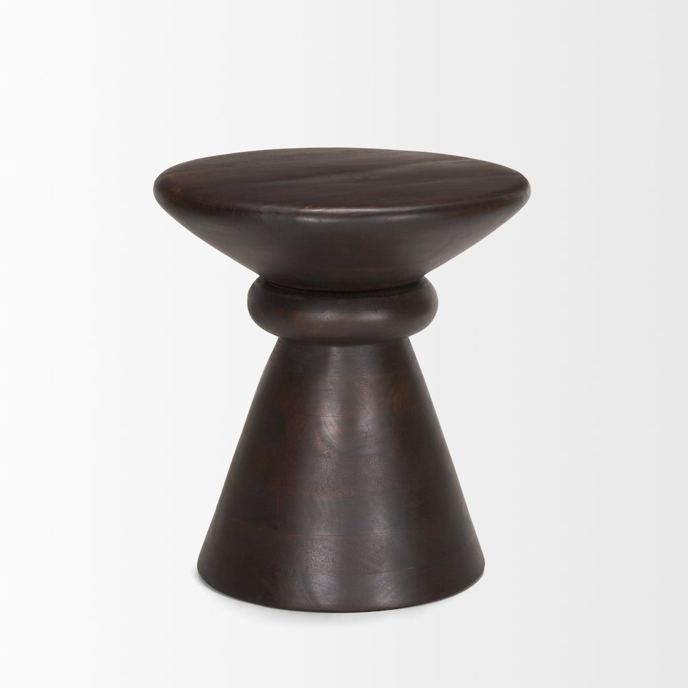 Dark Brown Wood Pedestal Accent Table