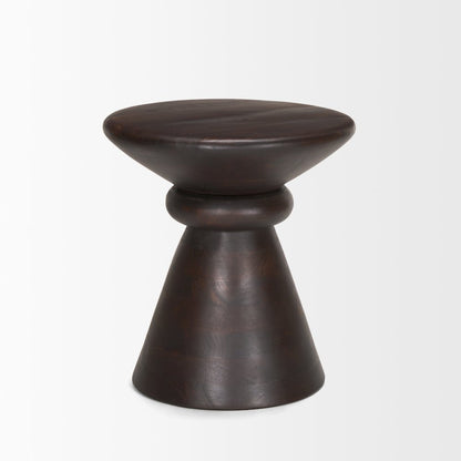 Dark Brown Wood Pedestal Accent Table