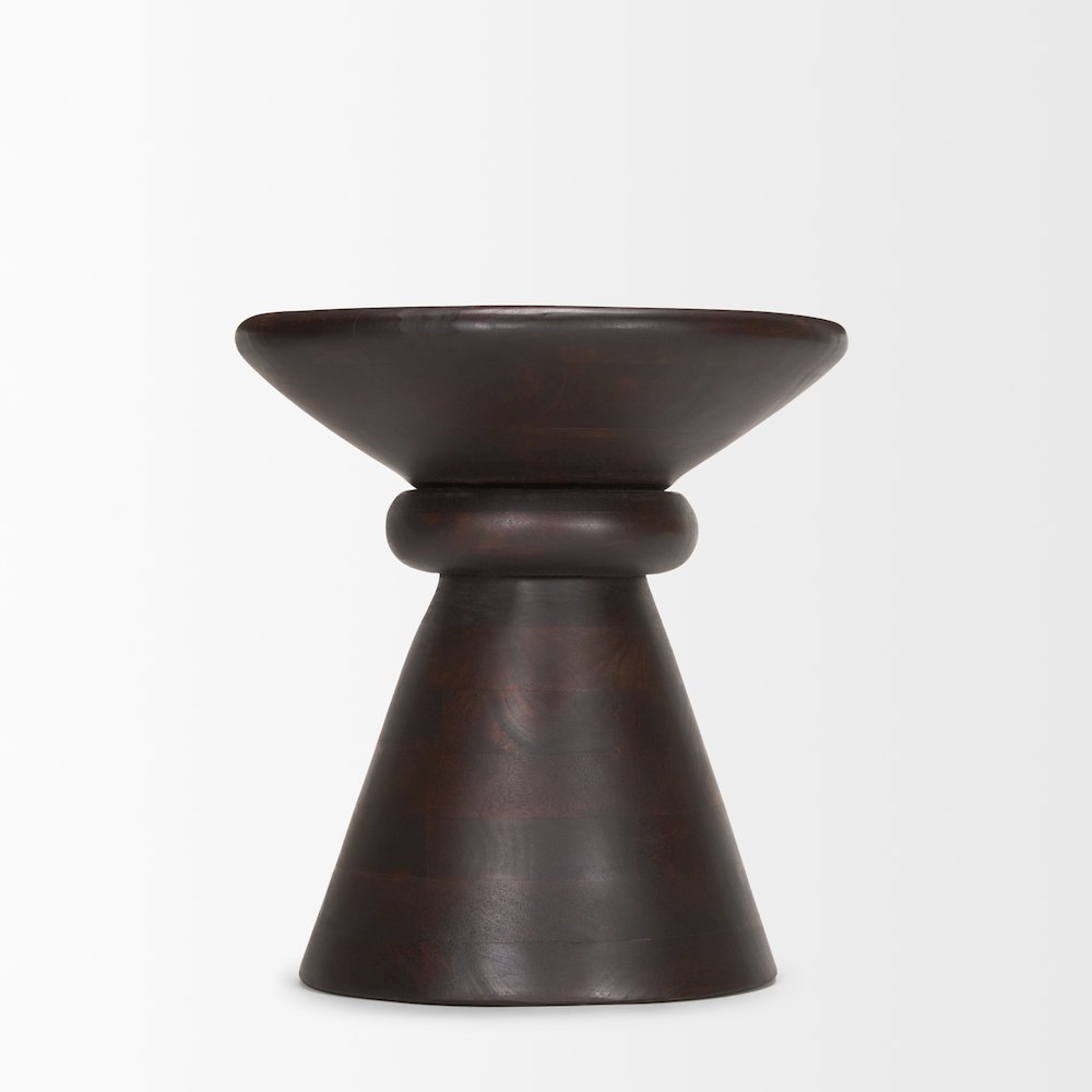 Dark Brown Wood Pedestal Accent Table