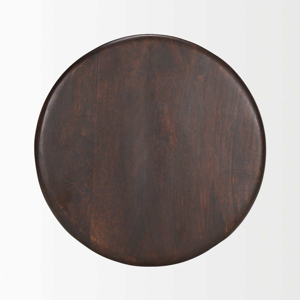 Dark Brown Wood Pedestal Accent Table
