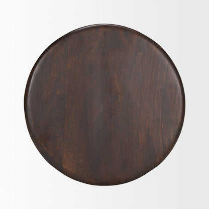 Dark Brown Wood Pedestal Accent Table