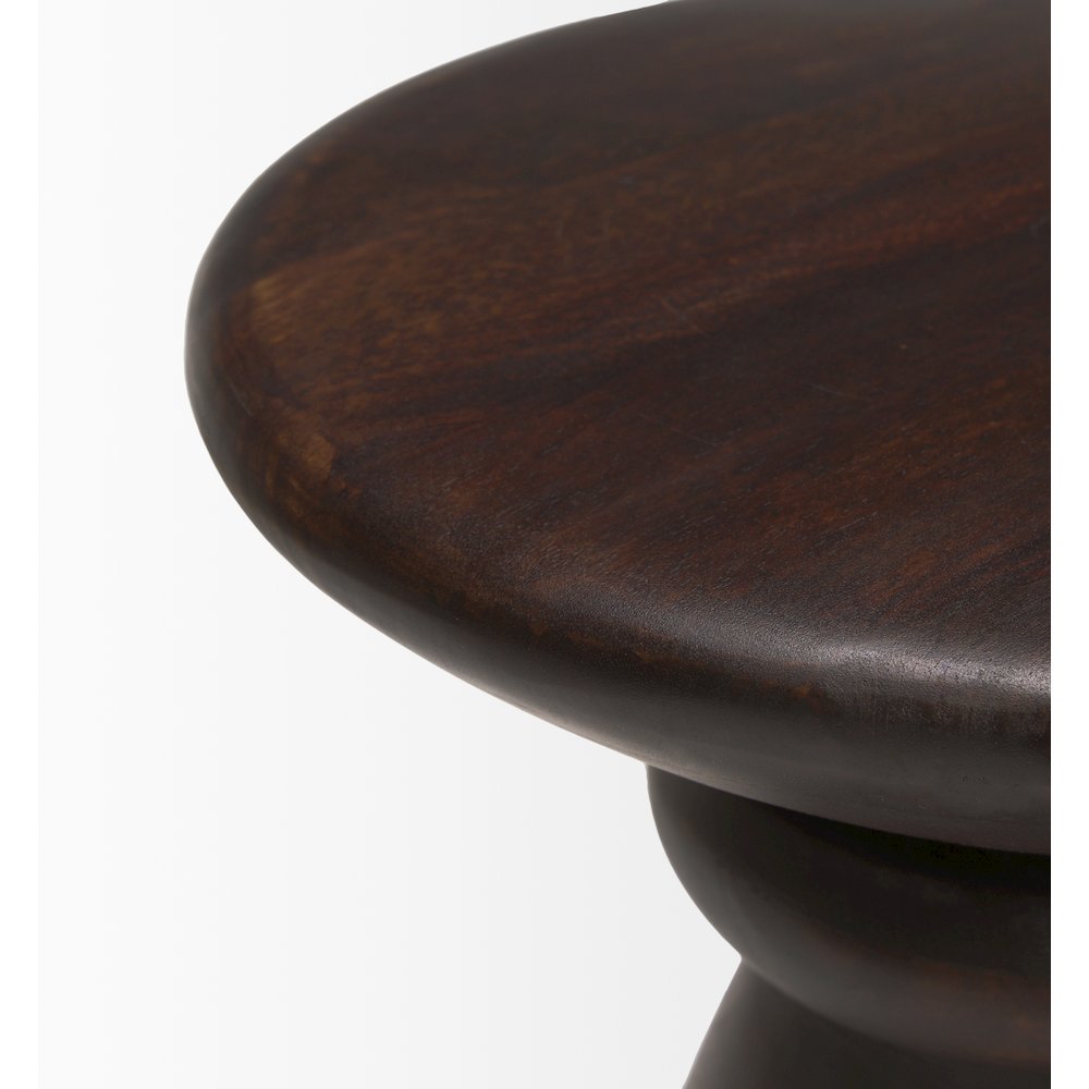 Dark Brown Wood Pedestal Accent Table