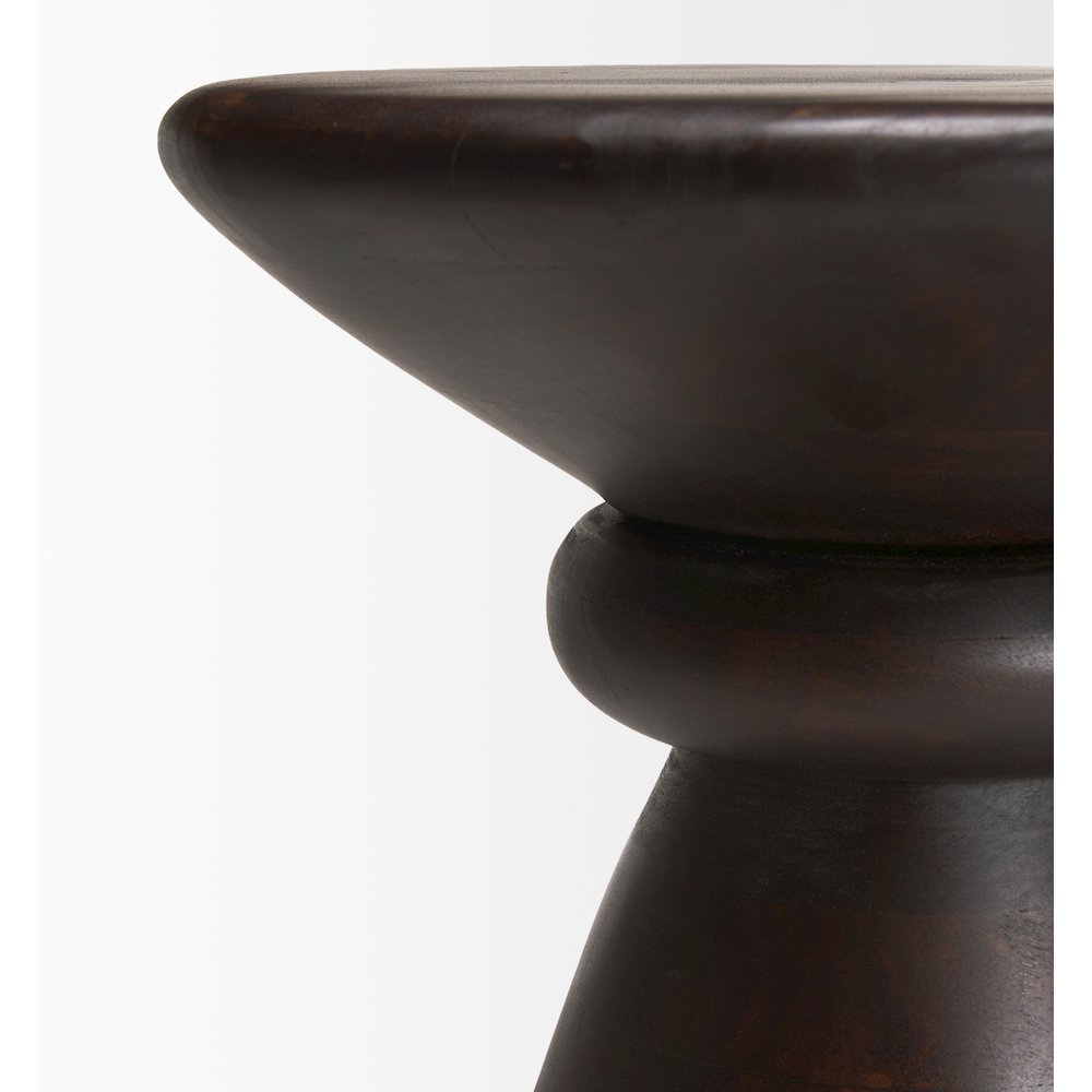 Dark Brown Wood Pedestal Accent Table