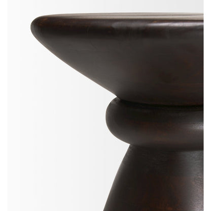 Dark Brown Wood Pedestal Accent Table