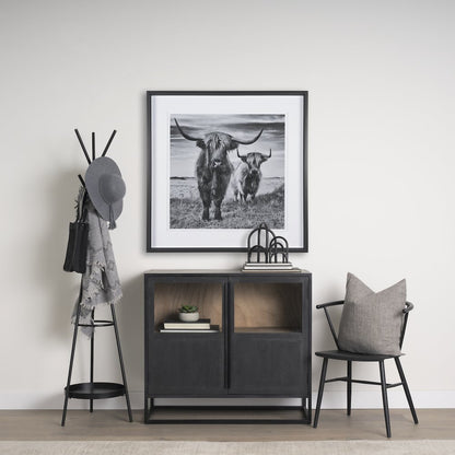 Matte Black Metal Two Metal Shelves Coat Rack