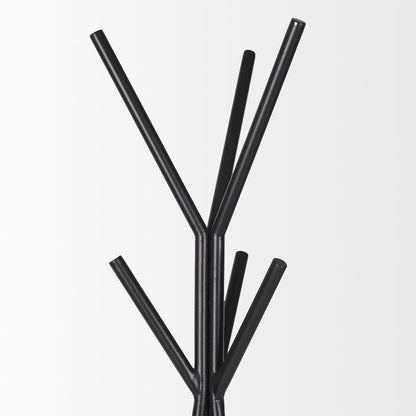 Matte Black Metal Two Metal Shelves Coat Rack