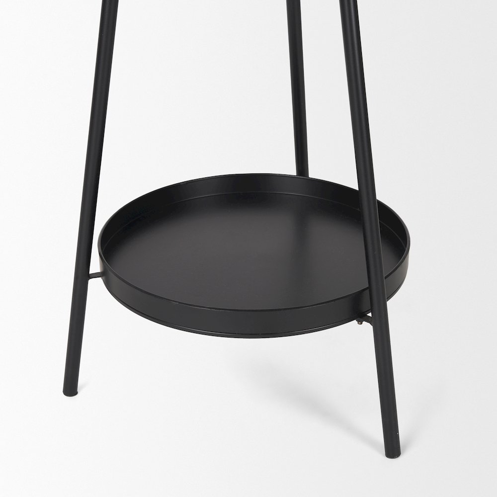 Matte Black Metal Two Metal Shelves Coat Rack