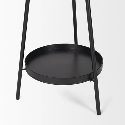 Matte Black Metal Two Metal Shelves Coat Rack