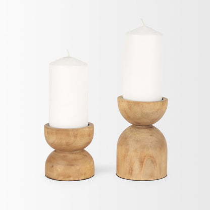 Aleena Wooden Candle Holder (Set of 2)