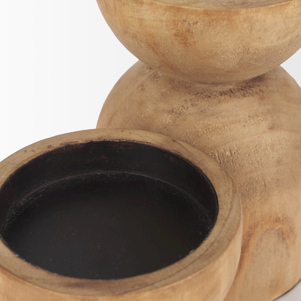 Aleena Wooden Candle Holder (Set of 2)