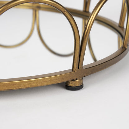 Lenore Round Metal/Mirror Tray Gold (Set of 2)