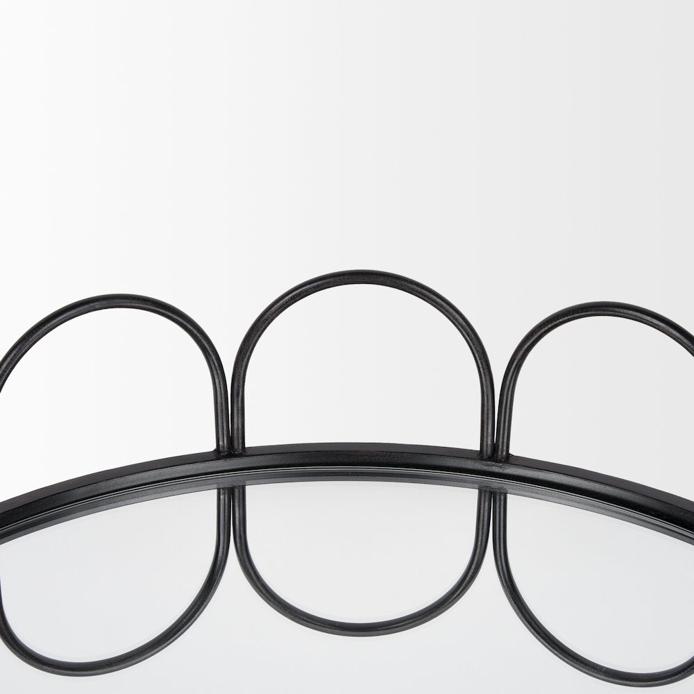 Lenore Round Metal/Mirror Tray Black (Set of 2)