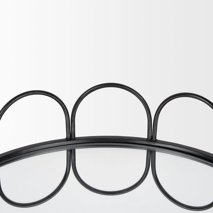 Lenore Round Metal/Mirror Tray Black (Set of 2)
